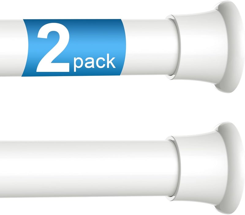 ZipGlo 2pack Tension Curtain Rod 32 to 76 Inch, White Spring Tension Curtain Rod Adjustable Expandable Curtain Rod No Drilling, Spring Loaded Curtain Rods for Windows, Bedroom, Doorway Door, Closet - Image 1